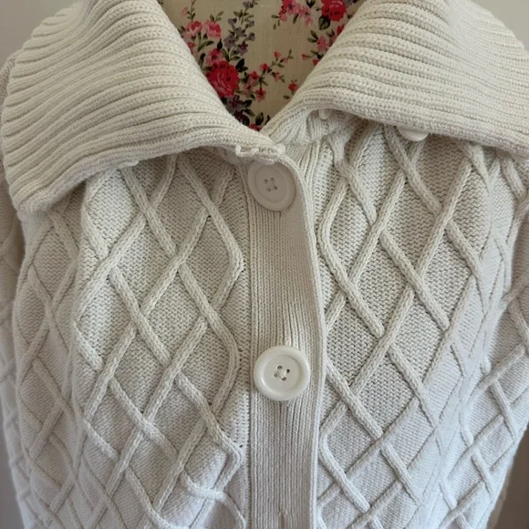Jones New York Cream Diamond Knit Cardigan - Picture 4 of 5